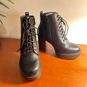Top Moda High Heel Combat Boots - Size 6